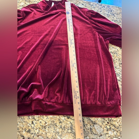 Cato women’s burgundy long sleeve velvet blouse plus size 26/28W - Picture 5 of 6